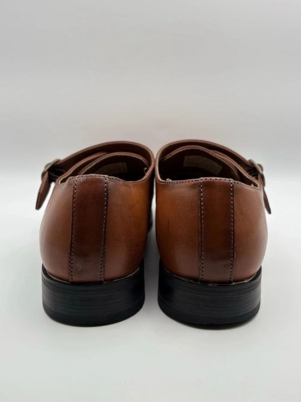 Men's Double Monk Strap Oxfords - Cognac Brown Leather